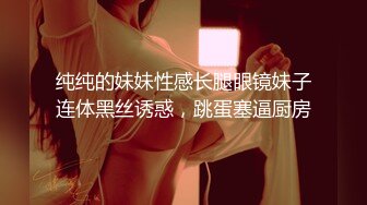 纯纯的妹妹性感长腿眼镜妹子连体黑丝诱惑，跳蛋塞逼厨房